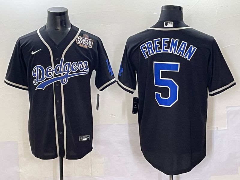 Men 2025 Los Angeles Dodgers #5 Freeman Black Fashion Nike MLB Jersey style 7047